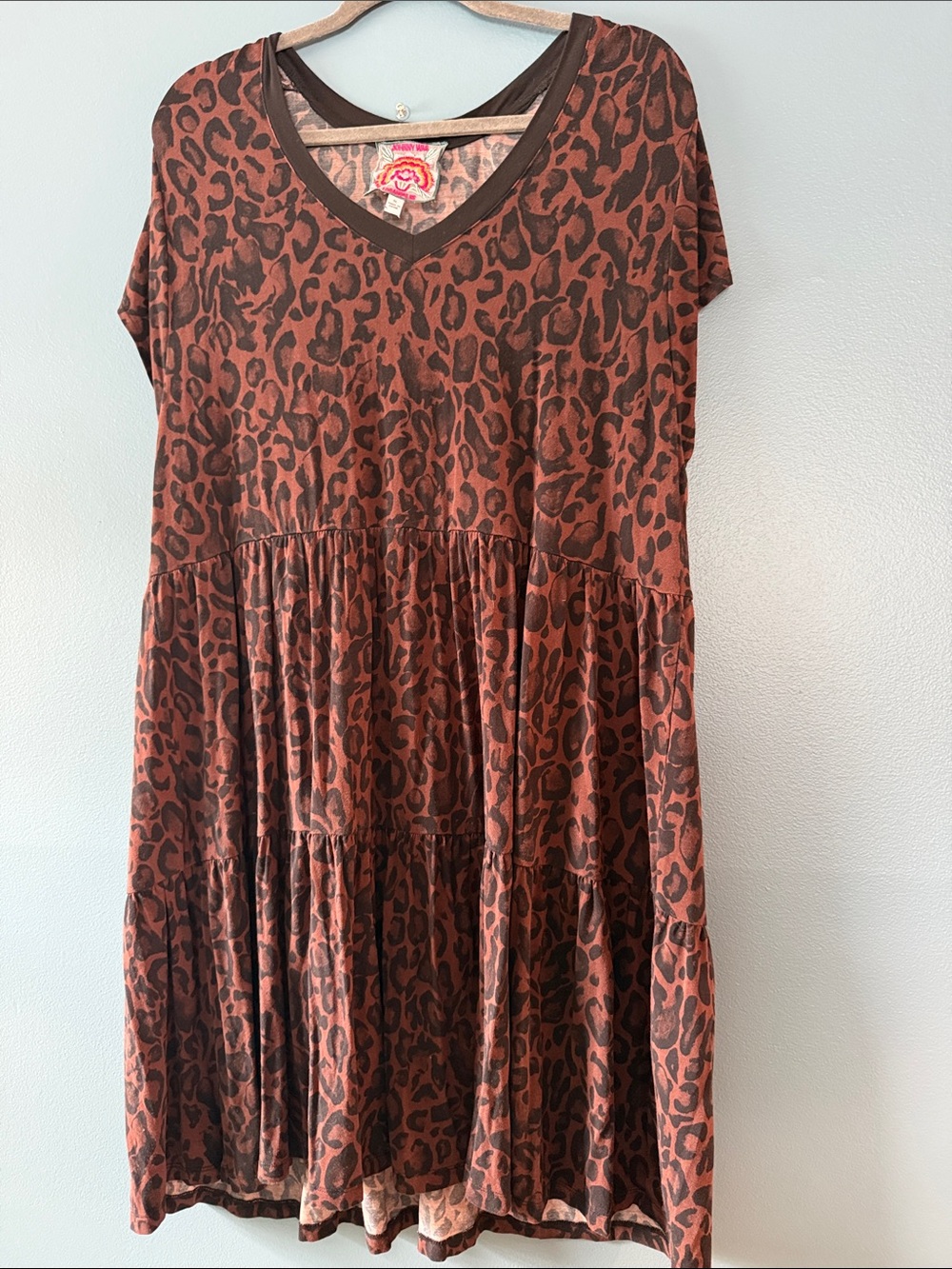 Women’s Johnny Was Brown Leopard Print Tiered Dress